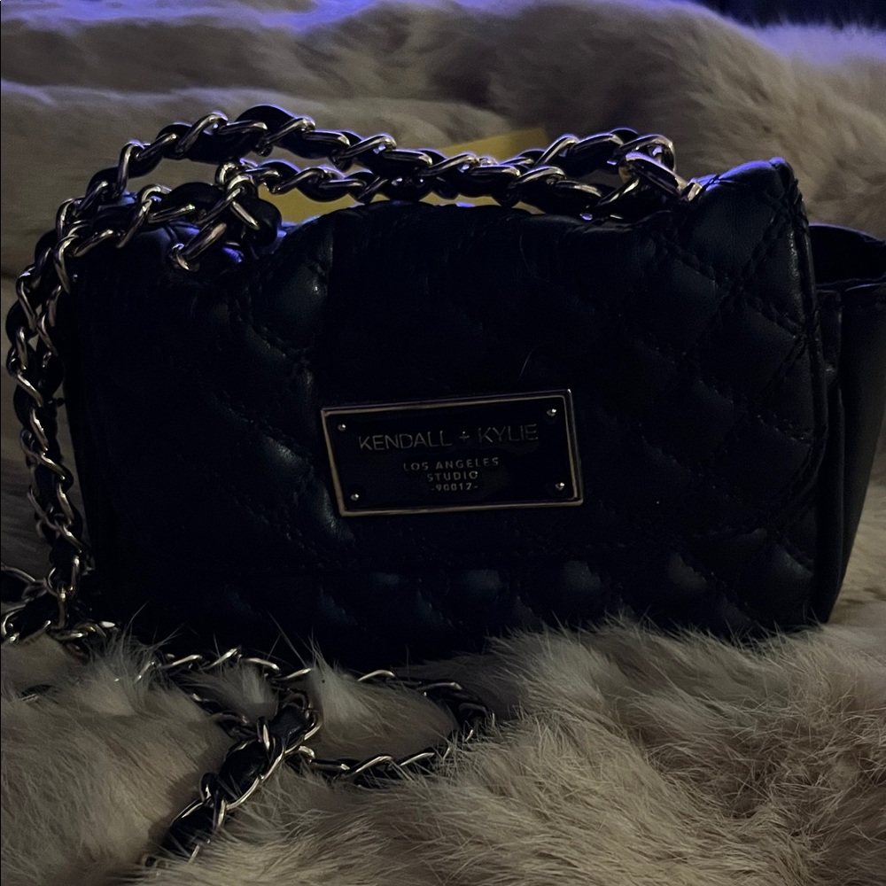 Kendall & Kylie Black Quilted Mini Bag with Chain
